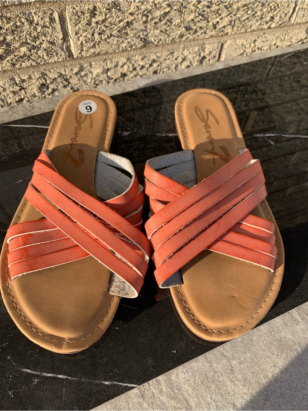 Seven7 Coral Flat Sandals Size 9